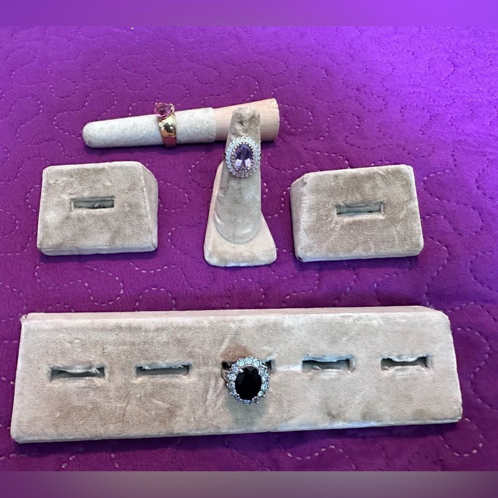 Tan velvet ring  holders set of 5 pieces - could hold 9 plastic